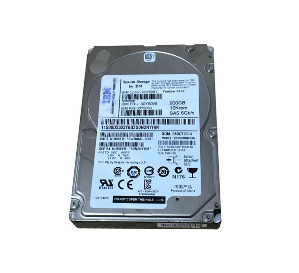 00Y5096 - IBM 900GB 10000RPM SAS 6Gb/s 2.5-inch Hard Drive with Tray for System DCS3700