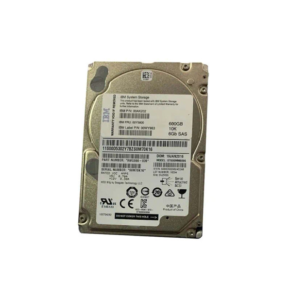 00Y5800 - IBM 600GB 10000RPM SAS 6Gb/s Hot-Swappable 2.5-inch Hard Drive for Storewize V5000
