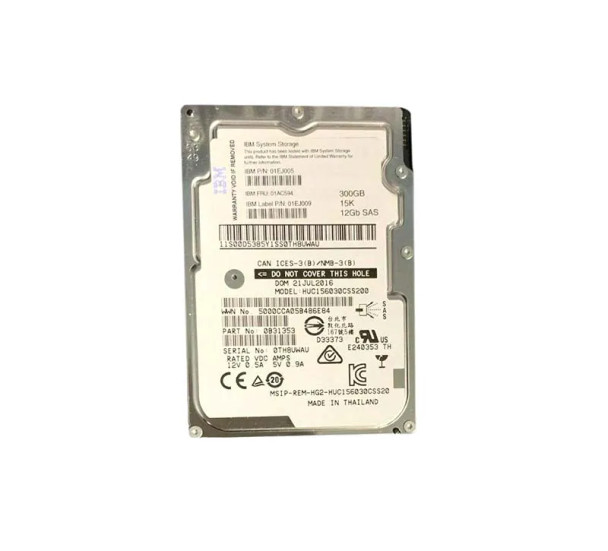 01AC594 - IBM 300GB 15000RPM SAS 12Gb/s 2.5-inch Hard Drive for Storwize V5000