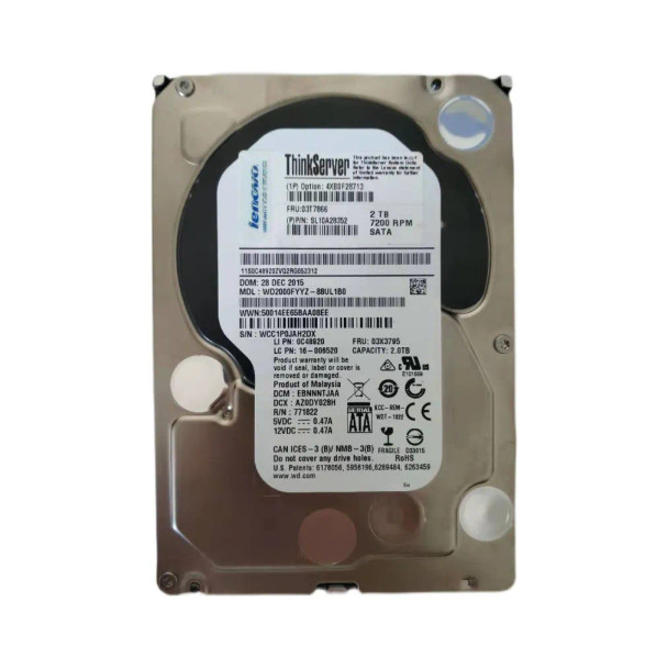 03T7866 - Lenovo 2TB 7200RPM SATA 6Gb/s Hot-Swappable 128MB Cache 3.5-inch Hard Drive