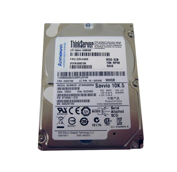 03X4468 - Lenovo 900GB 10000RPM SAS 6Gb/s 2.5-inch Hard Drive