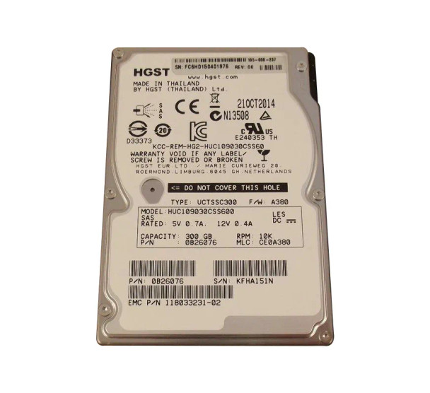 0B26076 - HGST Ultrastar C10K900 Series 300GB 10000RPM SAS 6Gb/s 64MB Cache 512e SFF 2.5-inch Hard Drive