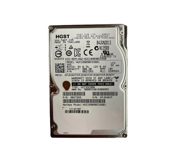 0B27265 - HGST Ultrastar C10K900 Series 900GB 10000RPM SAS 6Gb/s 64MB Cache (TCG) 2.5-inch Hard Drive