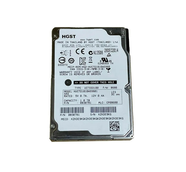 0B30781 - HGST Ultrastar C7K1000 1TB 7200RPM 64MB Cache SAS 6Gb/s (TCG / 512e) 2.5-inch Hard Drive