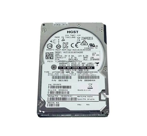 108-00476 - NetApp 1.8TB 10000RPM SAS 12Gb/s 2.5-inch Hard Drive