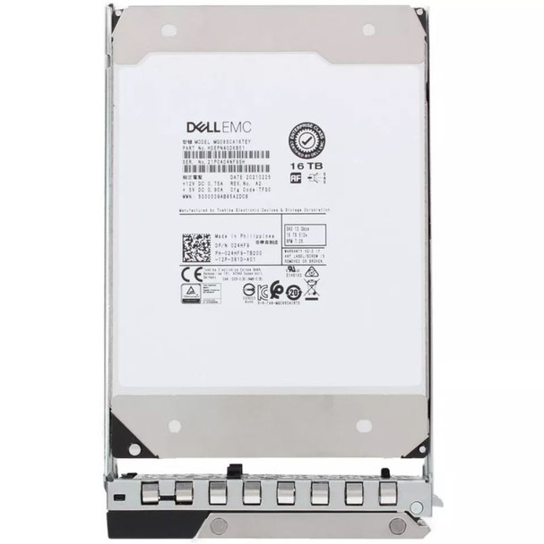 24HF9 - Dell 16TB 7200RPM SAS 12Gb/s Nearline 3.5-inch Hard Drive with Tray