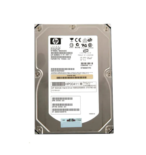 370795-001 - HP 500GB 7200RPM FATA Dual Port Hot-Swappable 3.5-inch Hard Drive with Tray for StorageWorks EVA