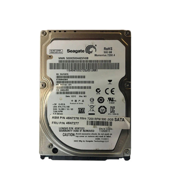 45N7276 - IBM 500GB 7200RPM SATA 3Gb/s Hot-Swappable 16MB Cache 2.5-inch Hard Drive