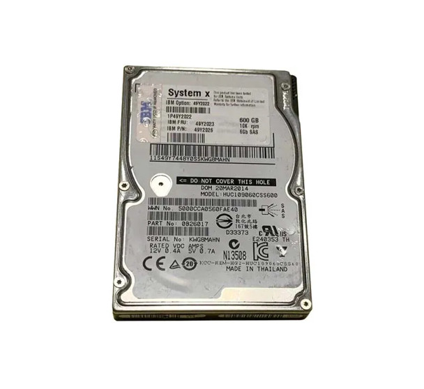 49Y2026 - IBM 600GB 10000RPM SAS 6Gb/s Hot-Swappable 2.5-inch Hard Drive with Tray