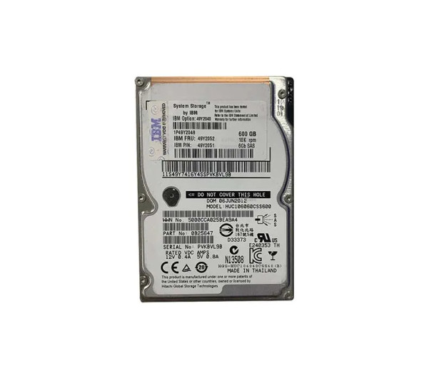 49Y2048 - IBM 600GB 10000RPM SAS 6Gb/s Hot-Swappable 64MB Cache 2.5-inch Hard Drive with Tray for DS3500