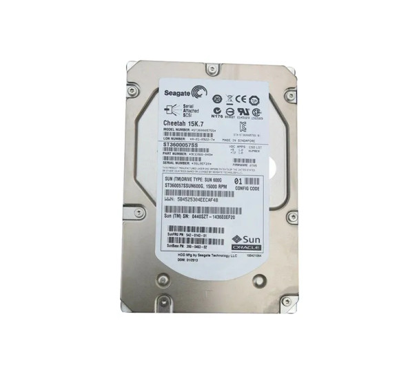 542-0143-02 - Sun 600GB 15000RPM SAS 6Gb/s Hot-Swappable 16MB Cache 3.5-inch Hard Drive