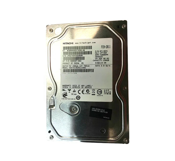 588597-002 - HP 250GB 7200RPM SATA 3Gb/s Hot-Pluggable NCQ 3.5-inch Hard Drive