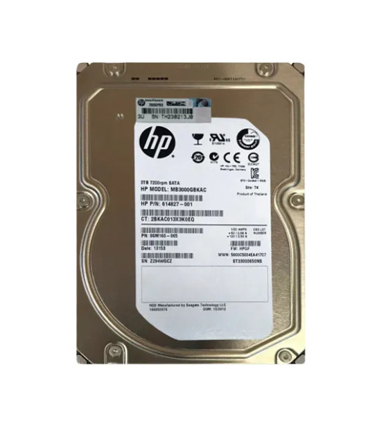 614827-001 - HPE 3TB 7200RPM SATA 6Gb/s SC 3.5-inch Hard Drive for ProLiant G8 and G9