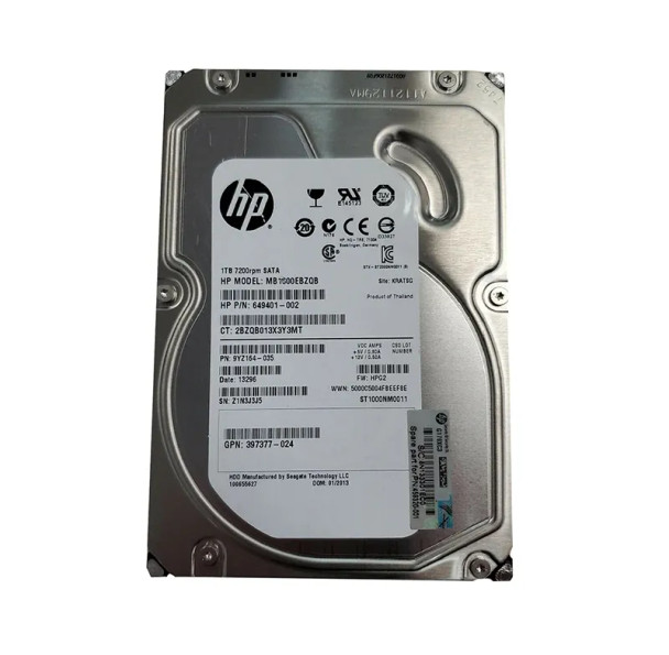 649401-002 - HPE 1TB 7200RPM SATA 3Gb/s 3.5-inch Hard Drive for ProLiant G1 G2 G3 G4 G5 G6 and G7