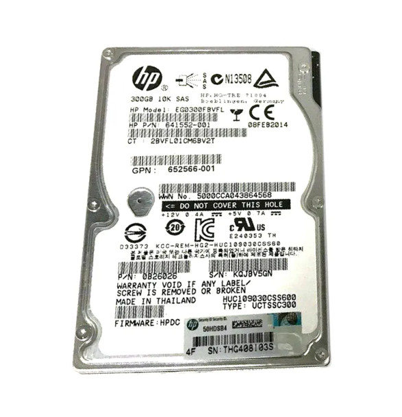 652566-001 - HP 300GB 10000RPM SAS 6Gb/s Dual Port Hot-Swappable 2.5-inch Hard Drive with Smart Carrier