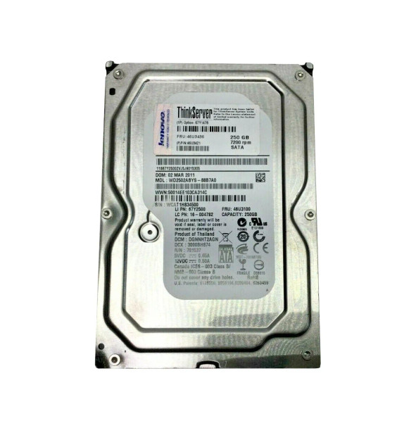 67Y1478 - Lenovo 250GB 7200RPM SATA 3Gb/s Hot-Swappable 16MB Cache 3.5-inch Hard Drive