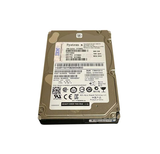 81Y9663 - IBM 900GB 10000RPM SAS 6Gb/s Hot-Swappable 64MB Cache (SED) 2.5-inch Hard Drive with Tray