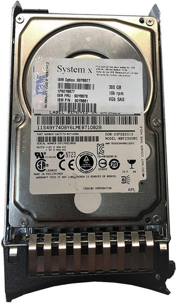 90Y8877 - IBM 300GB 10000RPM SAS 6Gb/s Hot-Swappable 2.5-inch Hard Drive with Tray for System x3500 M4