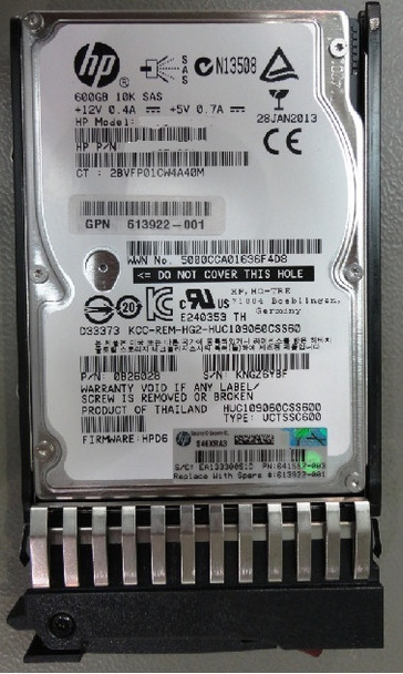 AW611AR - HP 600GB 10000RPM SAS 6Gb/s Hot-Pluggable Dual Port SFF 2.5-inch Hard Drive with Tray for StorageWorks P6000 Enterprise Virtual Array