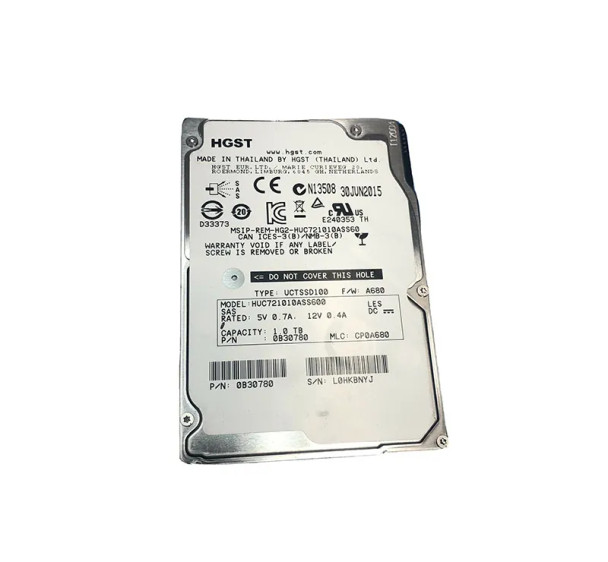 HUC721010ASS600 - HGST Ultrastar C7K1000 1TB 7200RPM SAS 6Gb/s 64MB Cache (512e) 2.5-inch Hard Drive