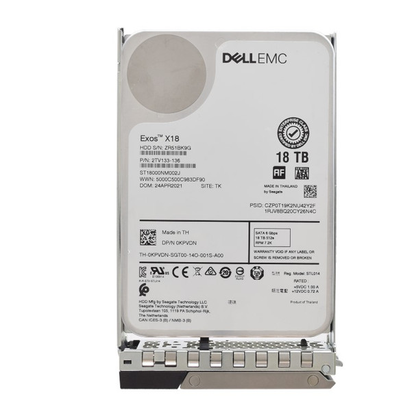 KPVDN - Dell 18TB 7200RPM SATA 6Gb/s Hot-Pluggable 512MB Cache 3.5-inch Hard Drive for PowerEdge Server