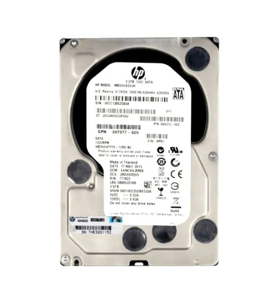 MB3000ECVJH - HP 3TB 7200RPM SATA 3Gb/s Hard Drive