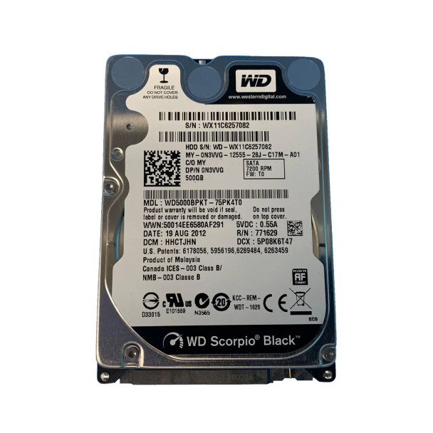 N3VVG - Dell 500GB 7200RPM SATA 3Gb/s 16MB Cache 2.5-inch Hard Drive