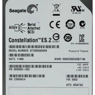 ST33000650SS - Seagate Constellation ES.2 3TB 7200RPM SAS 6Gb/s 64MB Cache 3.5-inch Hard Drive