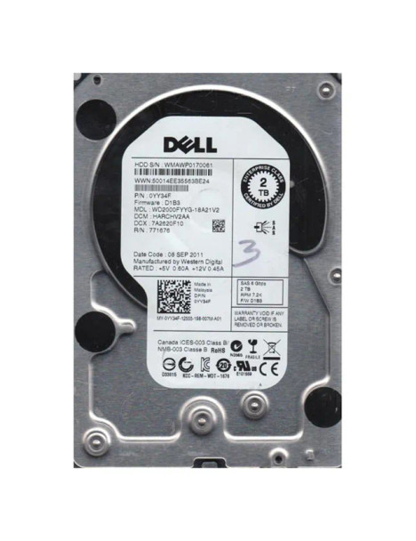 WD2000FYYG-18A21V2 - Western Digital RE 2TB 7200RPM SAS 6Gb/s 32MB Cache 3.5-inch Hard Drive