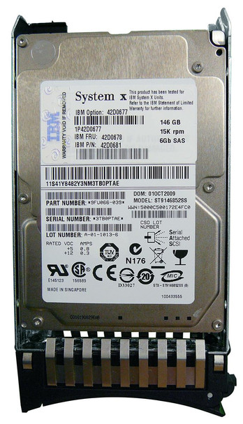 IBM 146GB SAS 6Gb/s 2.5 inch Hot Swappable 15000RPM Hard Drive with Tray
