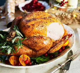 Roast lemon turkey, mixed with herbs 