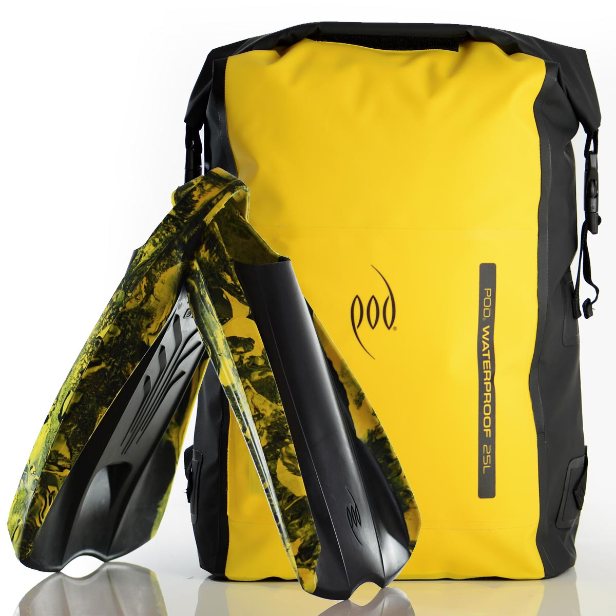 Waterproof Backpack 25 Litres POD PF2 Swim Fins Combo Pack