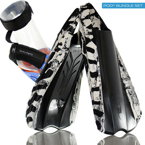 PF2 POD Swim Fins Black/White Heel Protectors Fin Savers