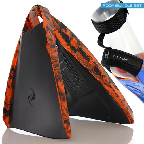 PF3 POD Swim Fins Black/Orange Fin Savers and Heel Protectors