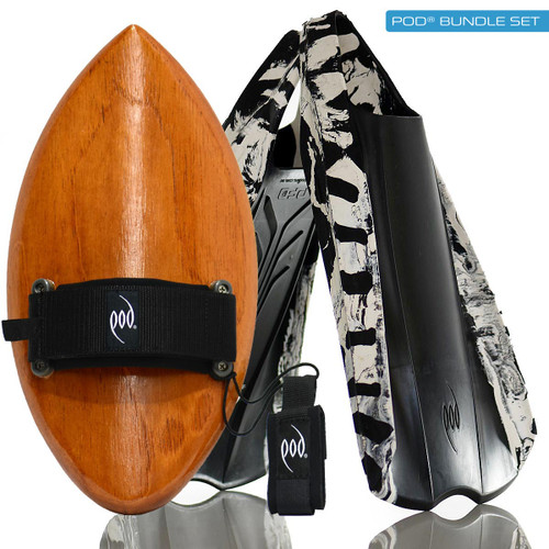 Handcrafted Classic POD Handboard PF2 POD Swim Fins Black/White