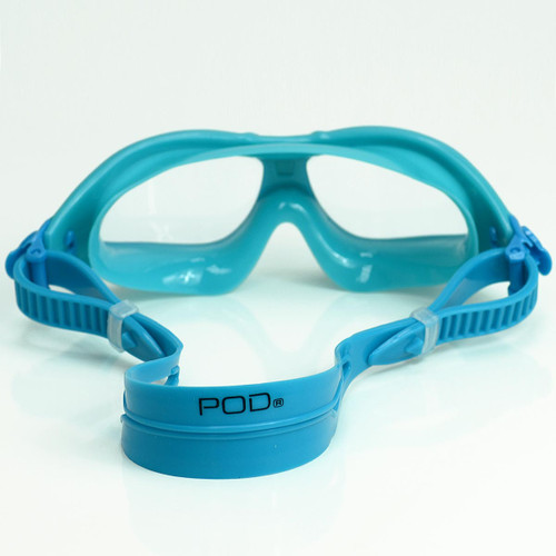 POD VISION Youth Swim Mask - Clear Lens Aqua Blue Frame