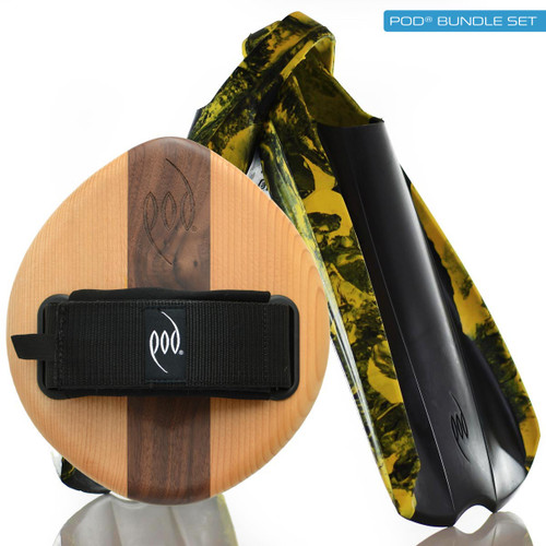 EGO Cedar/Walnut POD Handboard PF2 Swim Fins Black/Yellow