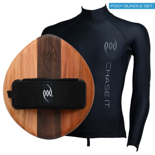 EGO Cedar Walnut Handboards + Long Sleeve Rash Vest Bundle