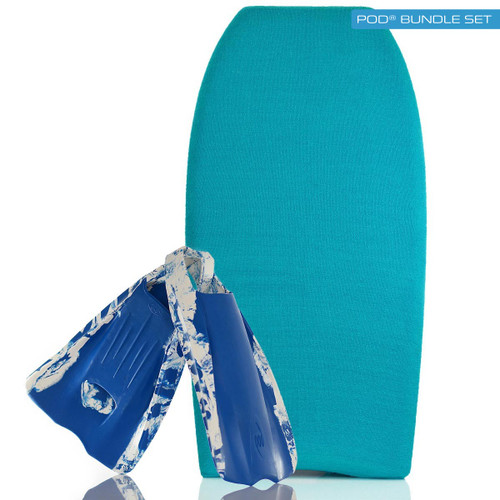 Bodyboard Stretch Cover POD Blue and Bodyboard Swim Fins PF1