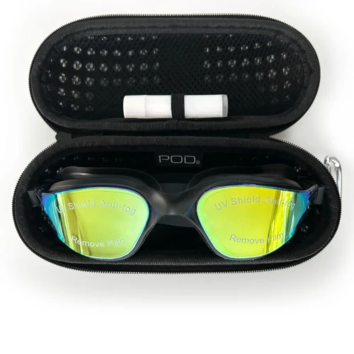 POD® Black  Gold Mirror Lens  AquaLuxe Swim Goggles