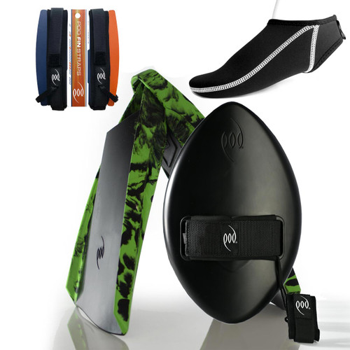 Stealth Black WOW Handplane + Black/Lime POD 3 Swim Fins + Fin Socks + Fin Savers