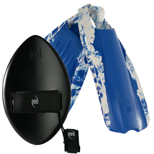 Stealth Black WOW Handplane POD Handboard + PF1 Swim Fins 