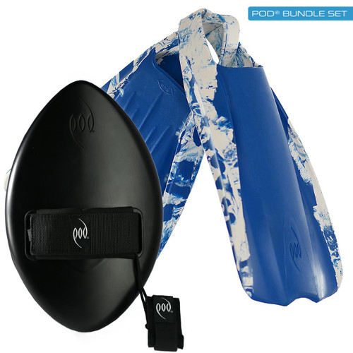 Stealth Black WOW Handplane POD Handboard + PF1 Swim Fins 