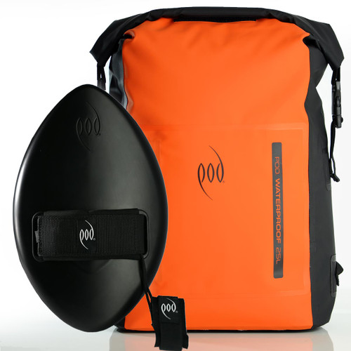  Black and Orange  Waterproof Backpack + Stealth Black WOW Handplane