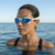 AquaLuxe White POD® Swim Goggles Blue Mirror Lens 
