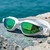 White Line Green Mirror Lenses AquaLuxe Swim Goggles
