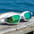AquaLuxe White Line Green Mirror Lenses Swim Goggles
