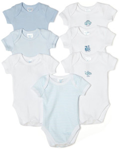 7 Pack Short Sleeve Bodysuit, Blue 7 Pack Short Sleeve Bodysuit, Blue