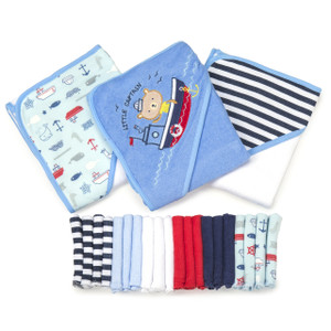 Spasilk 10 Pack Washcloths, Blue Lines