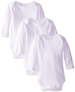 3 Pack Long Sleeve Bodysuits, White 3 Pack Long Sleeve Bodysuits, White